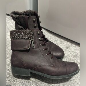 Purple Lace-Up Ankle Boots